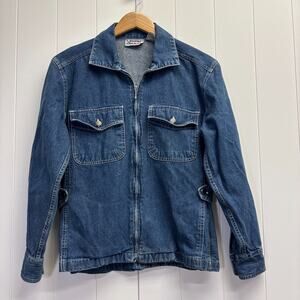Lemon Grass Womens Boho Indie Everyday Full Zip Denim Jacket Size S Lightweight